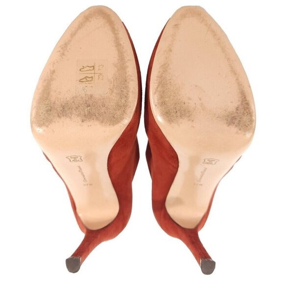 Gianvito Rossi Vamp Suede Ankle Boot Size 37.5 US 7.5 Burgundy Red Heels $895 - Picture 9 of 10